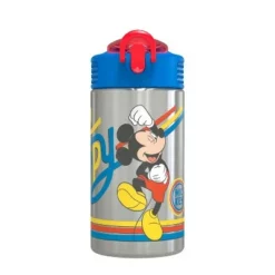 Zak Designs Kids Stainless Steel 15 oz. Durable Water Bottle Spout Cover Push Action Lid BPA-Free -WATER BOTTLES Sales unnamed file 3992