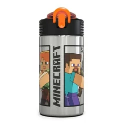 Zak Designs Kids Stainless Steel 15 oz. Durable Water Bottle Spout Cover Push Action Lid BPA-Free -WATER BOTTLES Sales unnamed file 3994