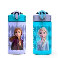 Zak Designs Kids 2-Piece 16 oz. Plastic Water Bottle Set Spout Covers Built-In Carrying Loops Leak-Proof BPA-Free -WATER BOTTLES Sales unnamed file 4011