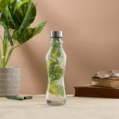 JoyJolt Spring Glass Water Bottles with Stainless Steel Cap - 18 oz - Set of 6 -WATER BOTTLES Sales unnamed file 4208