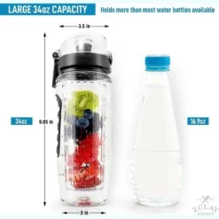 Zulay Kitchen Portable Water Bottle with Fruit Infuser for Healthy & Delicious Hydration 34oz with Insulation Sleeve -WATER BOTTLES Sales unnamed file 4315