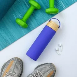 JoyJolt Glass Water Bottle with Carry Strap & Non Slip Silicone Sleeve - 20 oz - Purple -WATER BOTTLES Sales unnamed file 4346