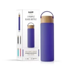 JoyJolt Glass Water Bottle with Carry Strap & Non Slip Silicone Sleeve - 20 oz - Purple -WATER BOTTLES Sales unnamed file 4349
