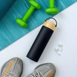 JoyJolt Glass Water Bottle with Carry Strap & Non Slip Silicone Sleeve - 20 oz - Black -WATER BOTTLES Sales unnamed file 4352