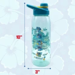 Silver Buffalo Disney Lilo & Stitch Tropical 28oz Plastic Water Bottle w/ Screw Lid -WATER BOTTLES Sales unnamed file 4398