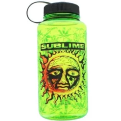 Toynk Just Funky Sublime Sun Logo 35oz Green Plastic Water Bottle w Screw Down Lid