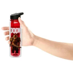 Just Funky DOOM Cyberdemon 16oz Double Walled Plastic Water Bottle -WATER BOTTLES Sales unnamed file 5330