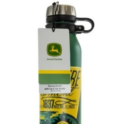 John Deere 25.5 Ounce Stainless Steel Thermal Bottle in Green with Cap and Carry Loop -WATER BOTTLES Sales unnamed file 5361