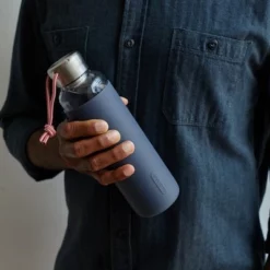 Black+blum Black + Blum Glass Water Bottle with Slate Sleeve
