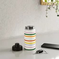 Lane And Lucia Retro Rainbow Stripe Water Bottle - Society6 -WATER BOTTLES Sales unnamed file 5536