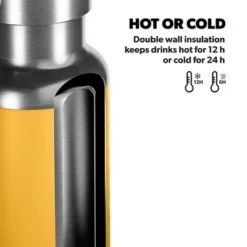 Dometic THRM48 16 Ounce Stainless Steel Vacuum Sealed Insulated Thermo Bottle with Twist Off Steel Cap, BPA Free and Dishwasher Safe, Mango Yellow -WATER BOTTLES Sales unnamed file 5672