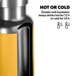 Dometic THRM66 Thermo 22 Ounce Stainless Steel Ergonomic Vacuum Sealed Bottle with Double Wall Insulation, Fits All Standard Cup Holders, Glow