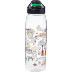 Silver Buffalo Friends Icons 28-Ounce Plastic Water Bottle w/ Screw Lid