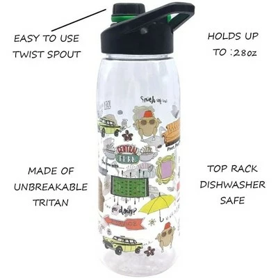 Silver Buffalo Friends Icons 28-Ounce Plastic Water Bottle w/ Screw Lid 5 Silver Buffalo Friends Icons 28-Ounce Plastic Water Bottle w/ Screw Lid - Image 3