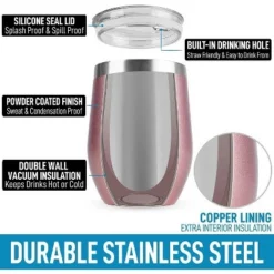 Zulay Kitchen Zulay 12oz Insulated Wine Tumbler With Lid - Stemless Stainless Steel Wine Tumblers With Lids