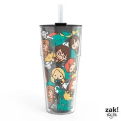 Zak Designs 16oz Double-Wall Insulation Travel Tumbler Plastic with Lid and Straw -WATER BOTTLES Sales unnamed file 628