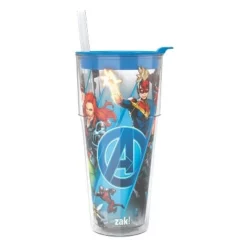 Zak Designs 16oz Double-Wall Insulation Travel Tumbler Plastic with Lid and Straw -WATER BOTTLES Sales unnamed file 630