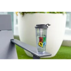 Silver Buffalo Harry Potter Hogwarts Crest 24oz Double Walled Plastic Travel Mug -WATER BOTTLES Sales unnamed file 673