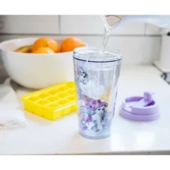 Silver Buffalo Disney Princesses Double-Walled Plastic Tumbler With Lid | Holds 16 Ounces -WATER BOTTLES Sales unnamed file 699