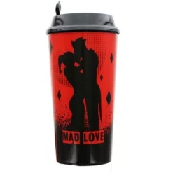 Toynk Nerd Block DC Comics "Mad Love" Harley Quinn and The Joker Travel Cup | Red