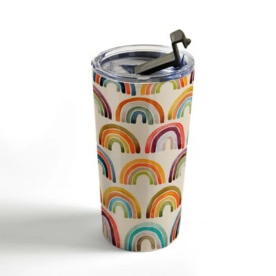 Society6 Cat Coquillette Rainbow Watercolor Retro Palette 20 oz Stainless Steel Travel Mug - Deny Designs 5 Society6 Cat Coquillette Rainbow Watercolor Retro Palette 20 oz Stainless Steel Travel Mug - Deny Designs - Image 3