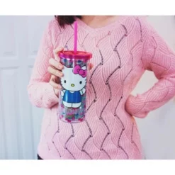 Silver Buffalo Hello Kitty Bows and Hearts Carnival Cup with Lid and Straw | Holds 20 Ounces -WATER BOTTLES Sales unnamed file 827