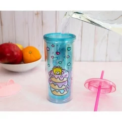 Silver Buffalo Hello Kitty Stacked Donuts Carnival Cup with Lid and Straw | Holds 20 Ounces -WATER BOTTLES Sales unnamed file 833