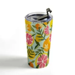 Society6 Cat Coquillette Grapefruit Blooms Mint Palette 20 oz Stainless Steel Travel Mug - Deny Designs -WATER BOTTLES Sales unnamed file 840