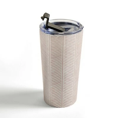 Society6 Little Arrow Design Co Organic Chevron in Rose 20 oz Stainless Steel Travel Mug - Deny Designs 4 Society6 Little Arrow Design Co Organic Chevron in Rose 20 oz Stainless Steel Travel Mug - Deny Designs - Image 2