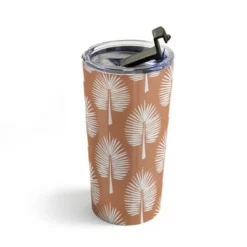 Society6 CoastL Studio Wide Palm Terra Cotta 20 oz Stainless Steel Travel Mug - Deny Designs -WATER BOTTLES Sales unnamed file 877